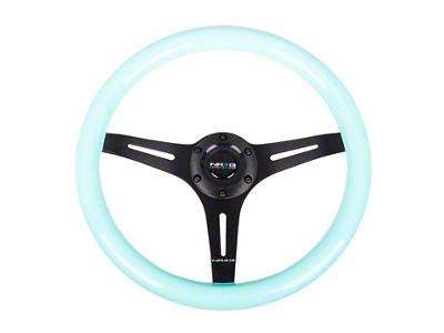 NRG Innovations Classic Wood Grain Steering Wheel 350mm Minty Fresh Color - ST-015BK-MF