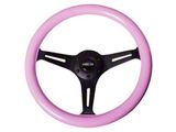NRG Innovations Classic Wood Grain 350mm Steering Wheel; Black and Pink (Universal; Some Adaptation May Be Required)