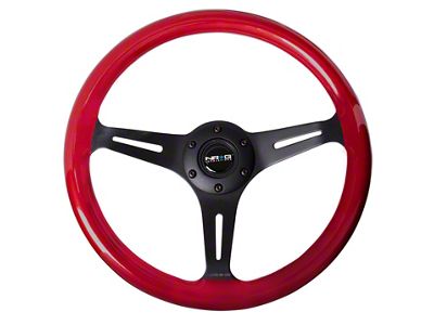 NRG Innovations Classic Wood Grain Steering Wheel 350mm Red Pearl/Flake Paint - ST-015BK-RD