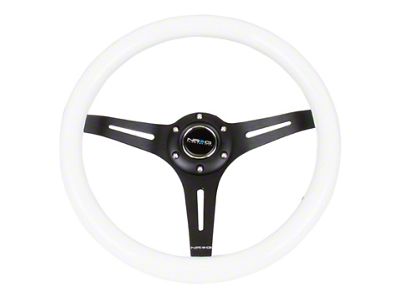 NRG Innovations Classic Wood Grain Steering Wheel 350mm White Paint Grip - ST-015BK-WT