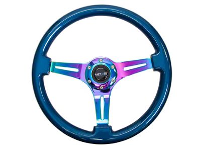 NRG Innovations Classic Wood Grain Steering Wheel 350mm Blue Pearl/Flake Paint - ST-015MC-BL