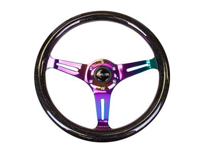 NRG Innovations Classic Wood Grain Steering Wheel 350mm Black Sparkle/Galaxy Color - ST-015MC-BSB