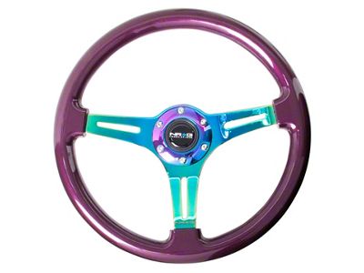 NRG Innovations Classic Wood Grain Steering Wheel 350mm Purple Pearl Paint - ST-015MC-PP