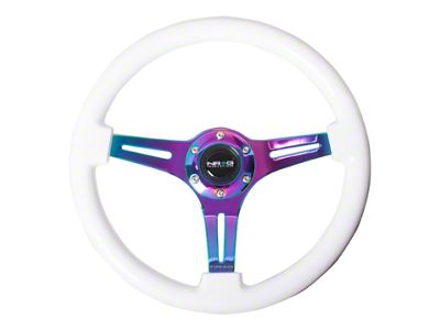 NRG Innovations Classic Wood Grain Steering Wheel 350mm White Paint Grip - ST-015MC-WT