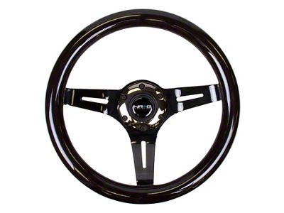 NRG Innovations Classic Wood Grain Steering Wheel 310mm Black w/Black Chrome - ST-310BK-BK