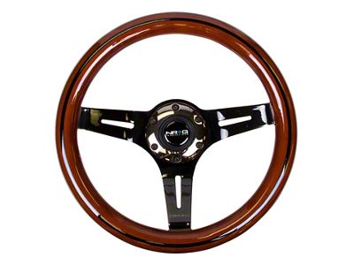 NRG Innovations Classic Wood Grain Steering Wheel 310mm Dark Wood & - ST-310BRB-BK
