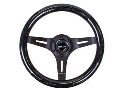 NRG Innovations Classic Wood Grain Steering Wheel 310mm Black Sparkle w/Blk - ST-310BSB-BK