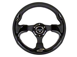 NRG Innovations Pilota Series 320mm Steering Wheel; Black Leather with Black Trim (Universal; Some Adaptation May Be Required)