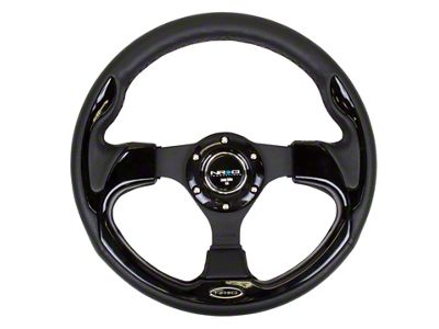 NRG Innovations Reinforced Steering Wheel 320mm Blk w/Gloss Black Trim - RST-001BK