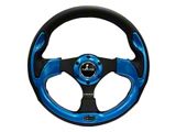NRG Innovations Reinforced Steering Wheel 320mm Blk w/Blue Trim - RST-001BL