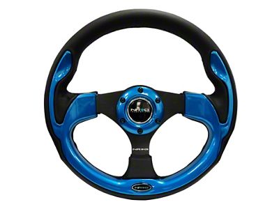NRG Innovations Reinforced Steering Wheel 320mm Blk w/Blue Trim - RST-001BL