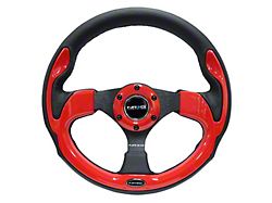 NRG Innovations Pilota Series 320mm Steering Wheel; Black Leather with Red Trim (Universal; Some Adaptation May Be Required)