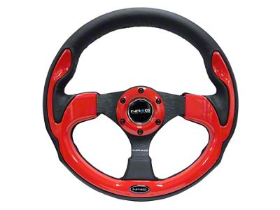 NRG Innovations Reinforced Steering Wheel 320mm Blk w/Red Trim & 5mm - RST-001RD