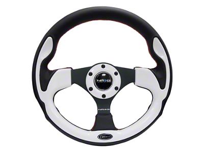 NRG Innovations Reinforced Steering Wheel 320mm Blk w/White Trim & 4mm - RST-001WT