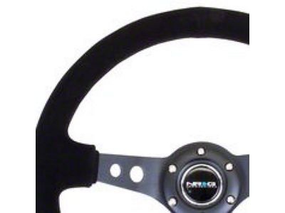 NRG Innovations Reinforced Steering Wheel 350mm / 3in. Deep Blk Suede/Blk - RST-006-S