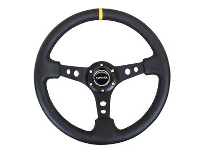 NRG Innovations Reinforced Steering Wheel 350mm / 3in. Deep Blk Leather - RST-006BK-Y