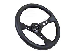 NRG Innovations Sport 350mm 3-Inch Deep Dish Steering Wheel with Holes; Black Leather with Black Spokes (Universal; Some Adaptation May Be Required)