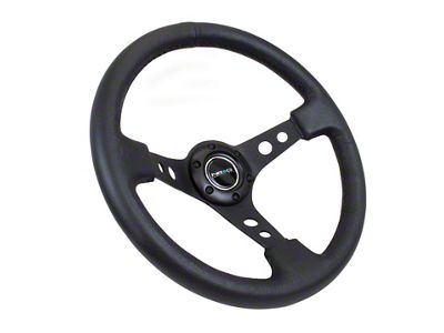 NRG Innovations Reinforced Steering Wheel 350mm / 3in. Deep Blk Leather - RST-006BK