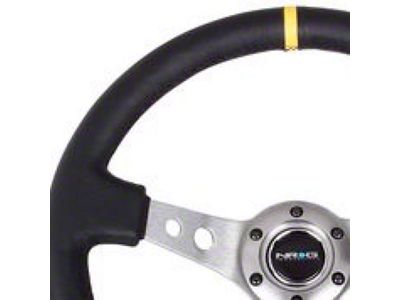 NRG Innovations Reinforced Steering Wheel 350mm / 3in. Deep Blk Leather - RST-006GM-Y
