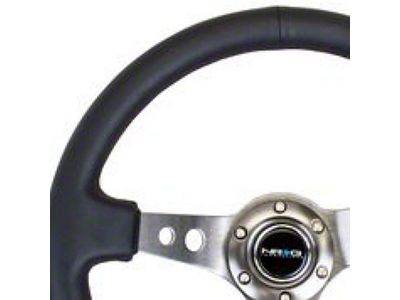 NRG Innovations Reinforced Steering Wheel 350mm / 3in. Deep Blk Leather - RST-006GM