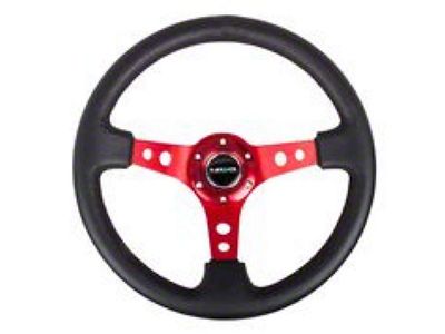 NRG Innovations Reinforced Steering Wheel 350mm / 3in. Deep Blk Leather - RST-006RD