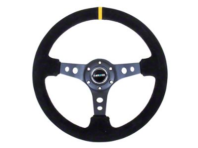 NRG Innovations Reinforced Steering Wheel 350mm / 3in. Deep Blk Suede - RST-006S-Y