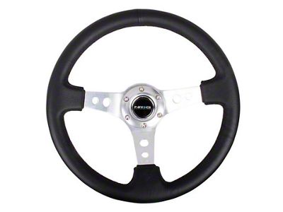 NRG Innovations Reinforced Steering Wheel 350mm / 3in. Deep Blk Leather - RST-006SL