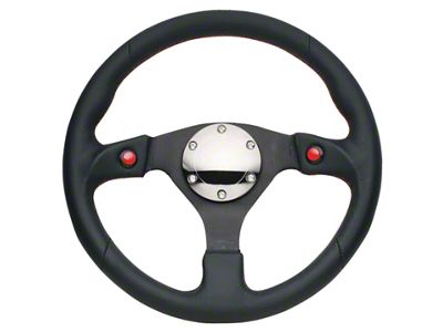 NRG Innovations Reinforced Steering Wheel 320mm Blk Leather w/Dual Buttons - RST-007R