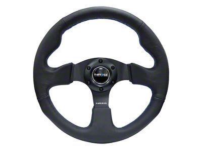 NRG Innovations Reinforced Steering Wheel 320mm Black Leather w/Blue Stitching - RST-012R-BL