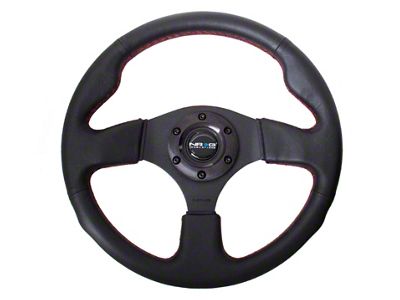 NRG Innovations Reinforced Steering Wheel 320mm Leather w/Red Stitch - RST-012R-RS
