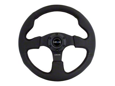 NRG Innovations Reinforced Steering Wheel 320mm Black Leather w/Black Stitching - RST-012R