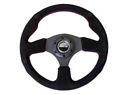 NRG Innovations Reinforced Steering Wheel 320mm Suede w/Red Stitch - RST-012S-RS