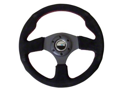 NRG Innovations Reinforced Steering Wheel 320mm Suede w/Red Stitch - RST-012S-RS