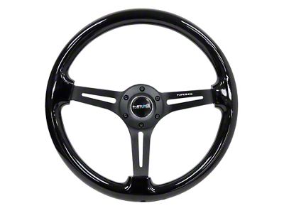 NRG Innovations Reinforced Steering Wheel 350mm / 3in. Deep Blk Wood - RST-018BK-BK
