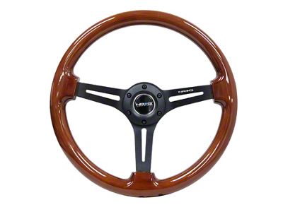 NRG Innovations Reinforced Steering Wheel 350mm / 3in. Deep Brown Wood - RST-018BR-BK