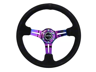 NRG Innovations Reinforced Steering Wheel 350mm / 3in. Deep Blk Suede/Blk - RST-018S-MCBS