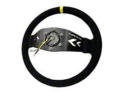 NRG Innovations 350mm Two Spoke Steering Wheel; Suede Leather with Yellow Center Mark (Universal; Some Adaptation May Be Required)