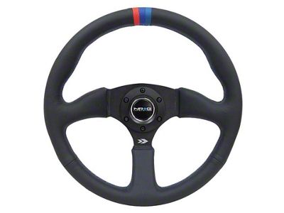 NRG Innovations 350mm 2-Inch Deep Dish Steering Wheel; Black Leather with M3 Stitching (Universal; Some Adaptation May Be Required)