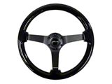 NRG Innovations Reinforced Steering Wheel 350mm / 3in. Deep Black w/Black - RST-036BK-BK