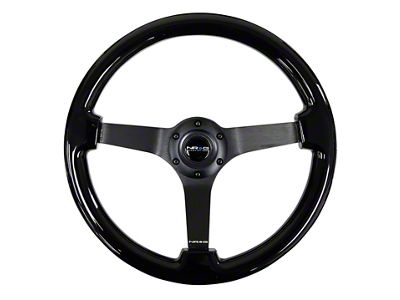 NRG Innovations Reinforced Steering Wheel 350mm / 3in. Deep Black w/Black - RST-036BK-BK