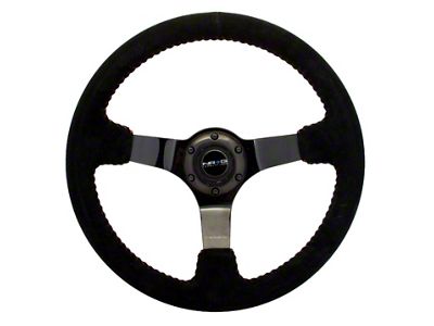 NRG Innovations Reinforced Steering Wheel 350mm / 3in. Deep Blk Suede - RST-036BK-S