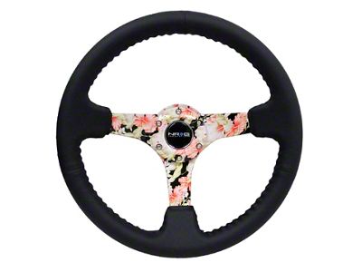 NRG Innovations Reinforced Steering Wheel 350mm / 3in. Deep Blk Leather - RST-036FL-R