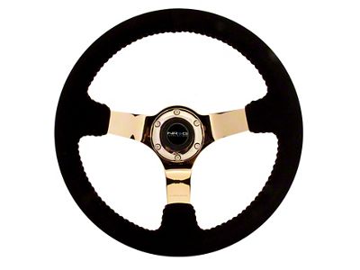NRG Innovations Reinforced Steering Wheel 350mm / 3in. Deep Blk Suede - RST-036GD-S