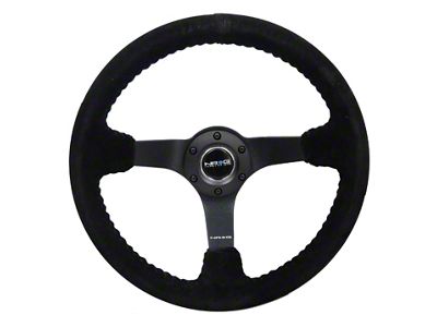 NRG Innovations 350mm 3-Inch Deep Dish Steering Wheel; Black Suede with Black Stitching (Universal; Some Adaptation May Be Required)