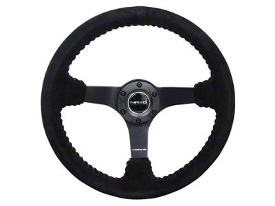 NRG Innovations Reinforced Steering Wheel 350mm / 3in. Deep Blk Suede/Red - RST-036MB-S-RD