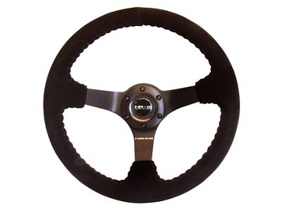 NRG Innovations 350mm 3-Inch Deep Dish Steering Wheel; Black Suede with Black Stitching (Universal; Some Adaptation May Be Required)