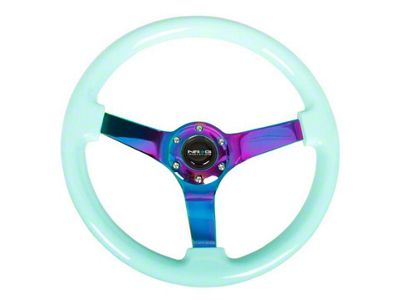 NRG Innovations Reinforc Steering Wheel 350mm / 3in. Deep Minty Fresh - RST-036MF-MC