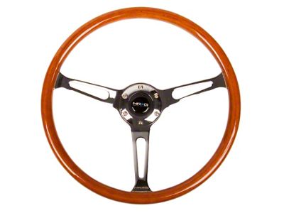 NRG Innovations Reinforced Steering Wheel 360mm Classic Wood Grain w/Chrome Cutout - RST-360SL