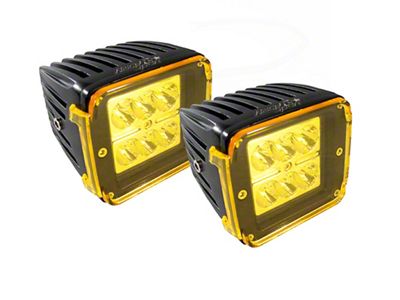 Race Sport Lighting Street Series 3x4in 24W 6-LED Cube Spot Lights w/ Amber Cover Pair - RS6L24WC-PR