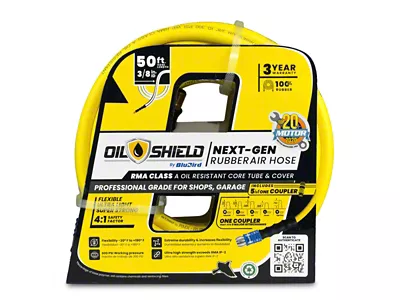 OilShield 3/8-Inch Male-NPT Rubber Air Hose with Universal 5 in 1 Coupler; 3/8-Inch x 50-Foot